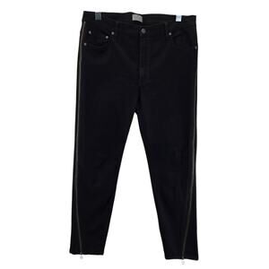 Boyish Jeans Womens 32 Black Riley Grease Cropped Side Seam Zippers High Rise
